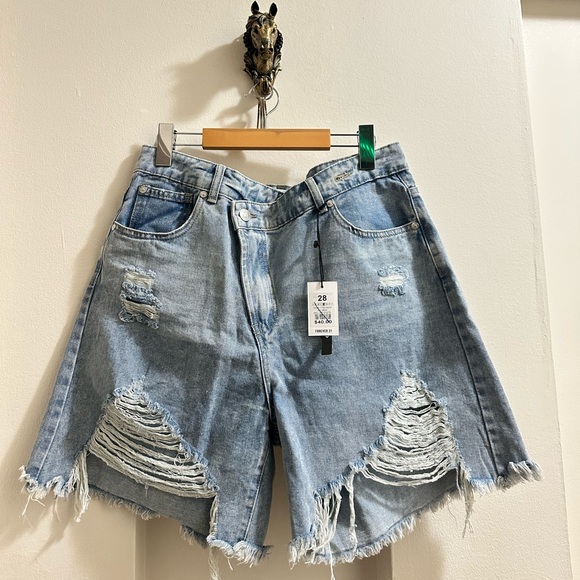 High waisted denim shorts size 28 NEW - Picture 8 of 11